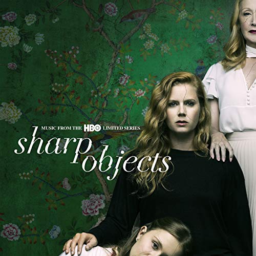 CD cover for "Sharp Objects" featuring Amy Adams and floral wallpaper.
