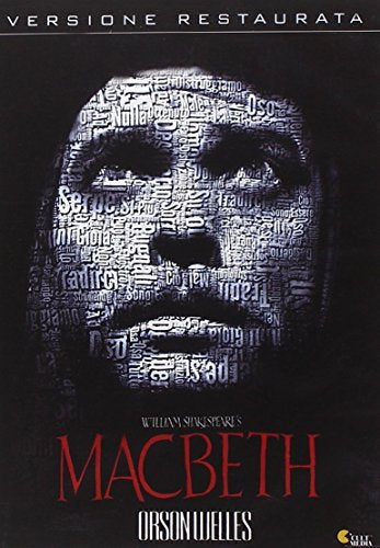 DVD cover for Macbeth, featuring a face composed of text.