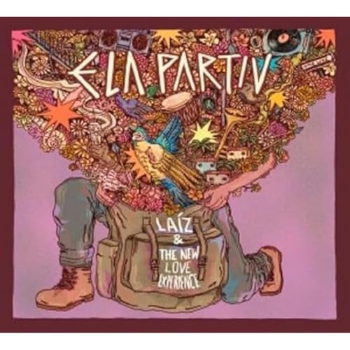 Vinyl record cover with colorful illustration of people and objects.