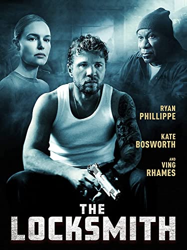 Movie poster for "The Locksmith" featuring three actors and a handgun.