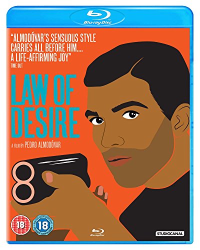 Law of Desire" Blu-ray cover featuring a stylized portrait of a man with a gun.