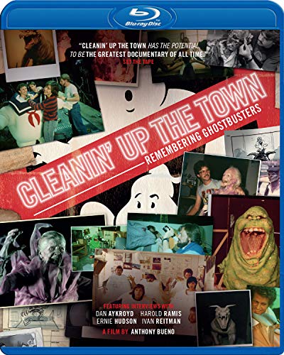 “Cleanin’ Up The Town” Blu-ray cover with Ghostbusters imagery and cast names.