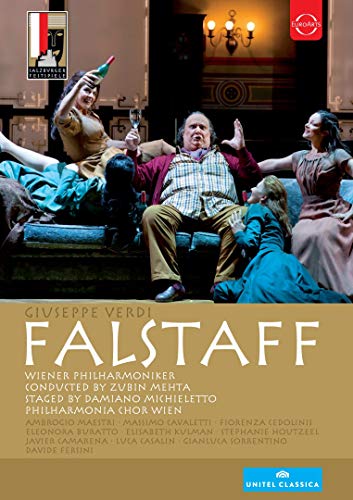 DVD cover for Verdi’s opera *Falstaff* featuring stage performers.