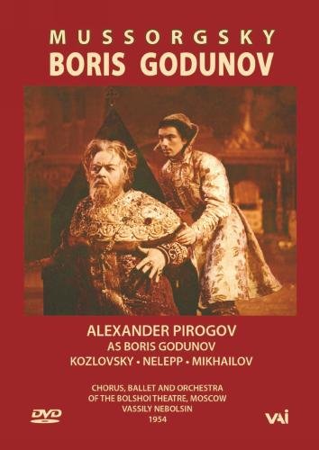 DVD cover for Mussorgsky’s *Boris Godunov* opera, featuring actors in costume.