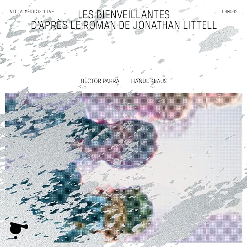 CD cover for “Les Bienveillantes” with abstract pink and blue imagery.