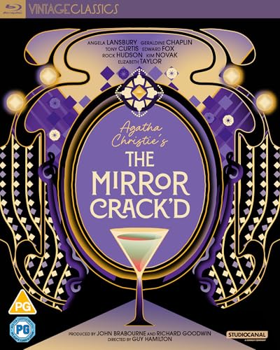 Blu-ray cover for “The Mirror Crack’d” featuring art deco design and a cocktail.