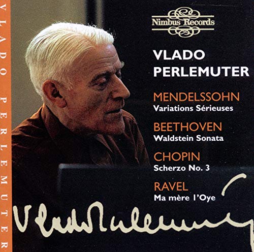 CD cover featuring pianist Vlado Perlemuter’s portrait and composer names.