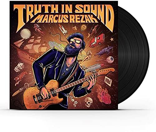 Vinyl record of Marcus Rezak’s “Truth in Sound” with illustrated cover art.
