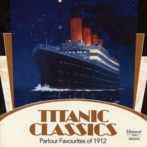 CD cover depicting the Titanic ship at sea with gold lettering.