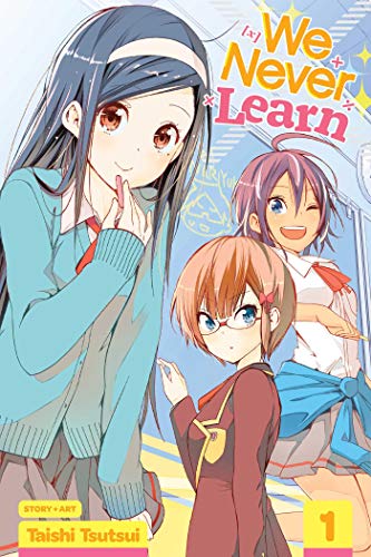 Manga cover featuring three young women with colorful hair, volume one.