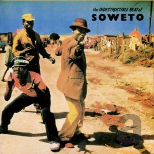 Album cover featuring three men in Soweto, South Africa, 1980s.