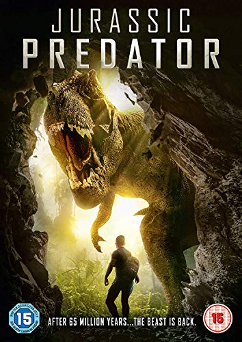 DVD cover for "Jurassic Predator" featuring a roaring dinosaur and a person.