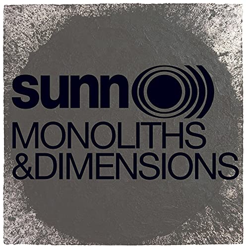 Sunn O))) album cover: dark gray, circular shape, bold white text.