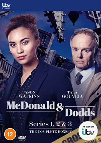 DVD cover for McDonald and Dodds Series 1-3 featuring Tala Gouveia and Jason Watkins.