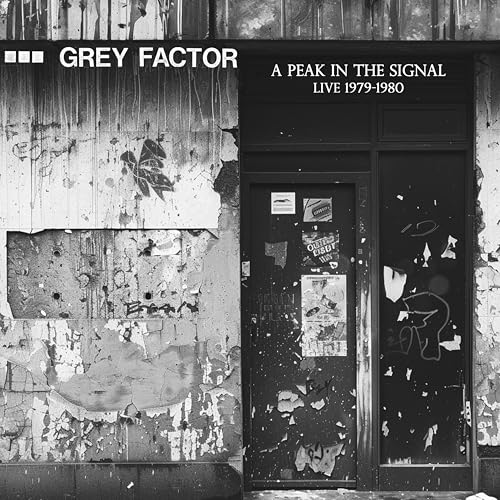 Black and white album cover featuring a weathered doorway with posters.