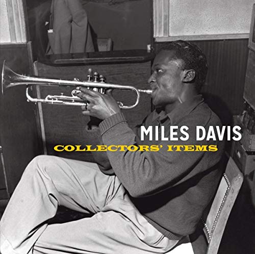 Miles Davis playing trumpet, album cover for “Collectors’ Items” CD.
