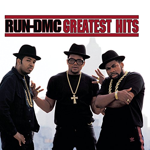 Run-DMC in black hats and suits, album cover for Greatest Hits.