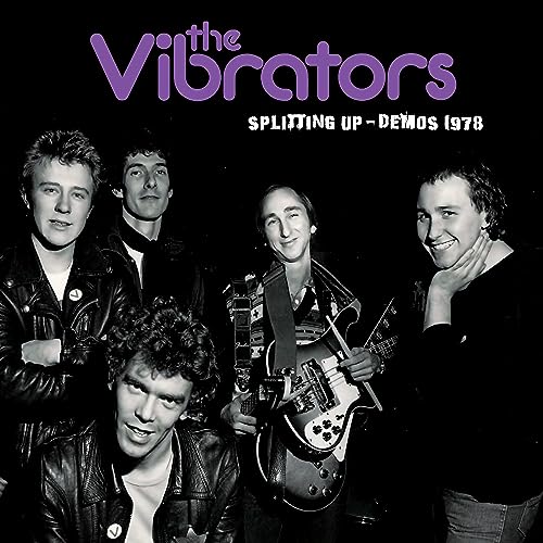 Black and white photo of The Vibrators band, 1978 album cover.