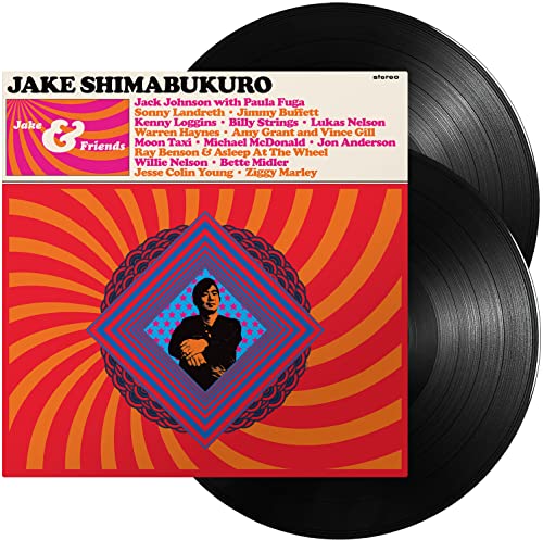 Jake Shimabukuro “Jake & Friends” vinyl record with a colorful cover.