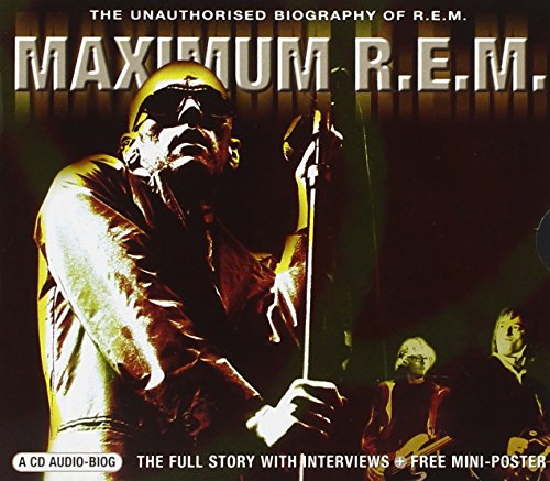 CD cover for R.E.M. biography, featuring a man with sunglasses singing.