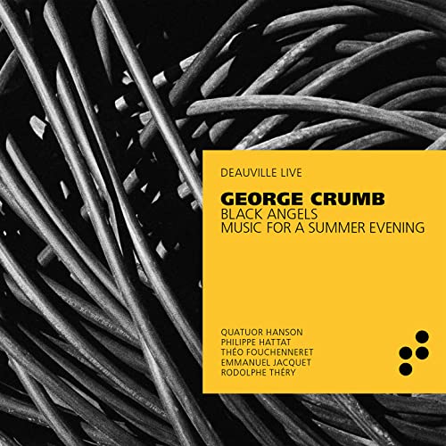 CD cover: abstract black and yellow design with text listing composers and performers.