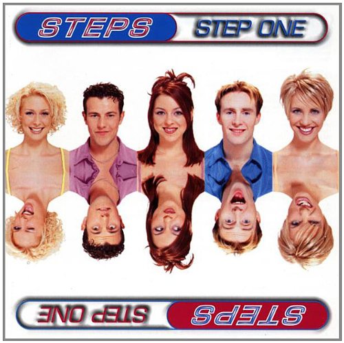 Steps band members’ heads arranged in a repeating pattern on CD cover.