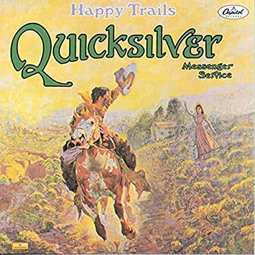 Album cover: rider on horseback waves to a woman in a landscape.
