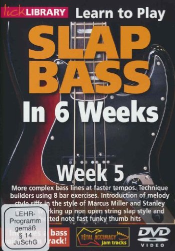 DVD cover for "Slap Bass In 6 Weeks" Week 5 instructional video.