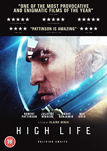 DVD cover for "High Life" featuring Robert Pattinson in a spacesuit.