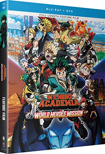 My Hero Academia: World Heroes Mission" Blu-ray/DVD cover with anime characters.