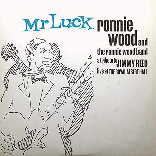 Record cover featuring a sketched portrait of Ronnie Wood with a guitar.