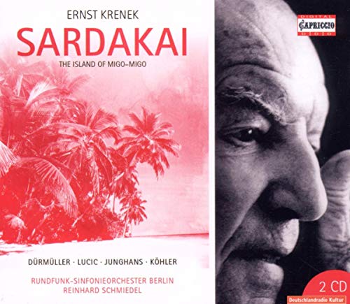 CD cover for Ernst Krenek’s “Sardakai” featuring a portrait and island scene.