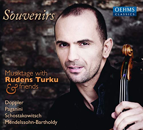 CD cover: violinist Rudens Turku with violin, text “Souvenirs” and composers’ names.