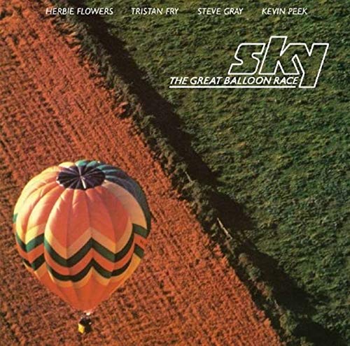 Colorful hot air balloon over a field, album cover for Sky.