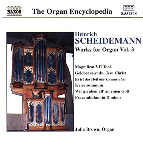CD cover featuring a baroque organ, text listing musical works, and artist Julia Brown.