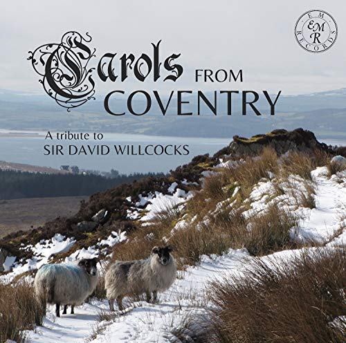 CD cover: snowy landscape with sheep, ornate title "Carols from Coventry".