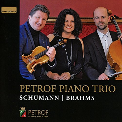 Petrof Piano Trio album cover featuring three musicians with instruments.