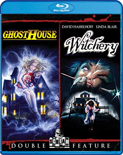 Blu-ray cover for horror double feature: Ghosthouse and Witchery.