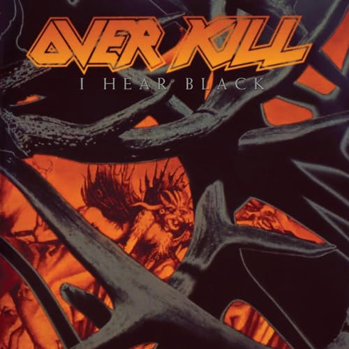 Dark album cover with orange and black colors and a monster like creature.