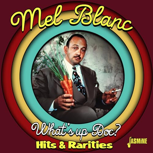 Mel Blanc CD cover featuring him in a suit holding carrots.