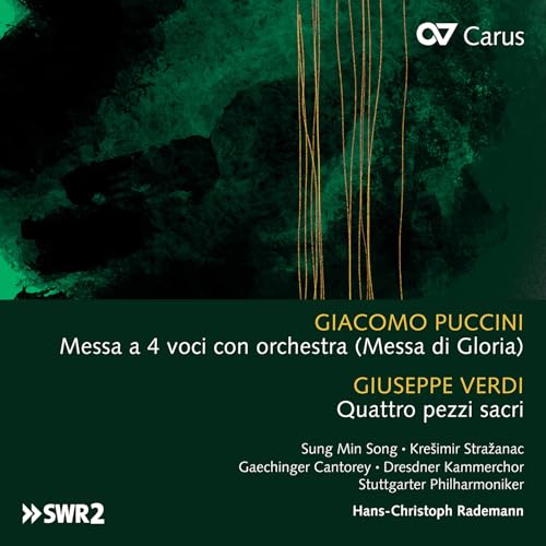 CD cover for Puccini's Messa di Gloria and Verdi's Quattro pezzi sacri.