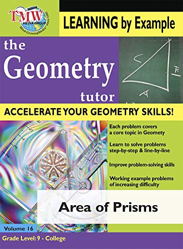 Geometry Tutor DVD cover with triangle, prism, and tools; grades 9-College.