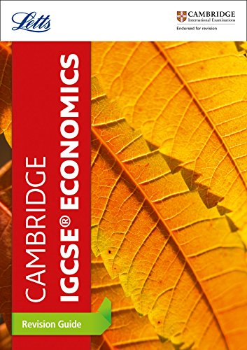 Red revision guide cover with “Economics” text and autumn leaf image.