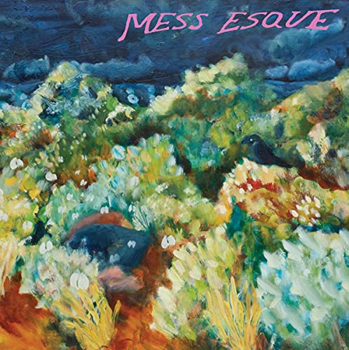 Painted album cover with stylized landscape, birds, and pink title text.