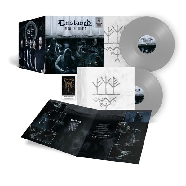 Enslaved "Below the Lights" grey vinyl record with album artwork and insert.