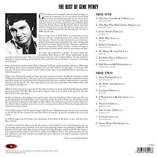 Gene Pitney's "The Best Of" vinyl record cover with red and white lettering.