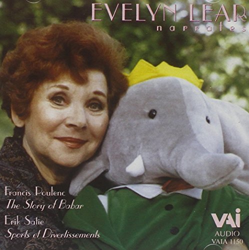Evelyn Lear with a plush elephant, album cover for Poulenc and Satie.