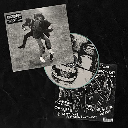 Black and white CD cover depicting figures struggling and a distressed face.