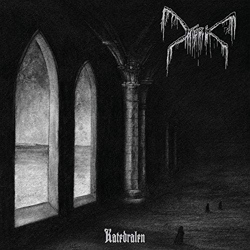 Black and white album cover depicting a gothic cathedral interior.