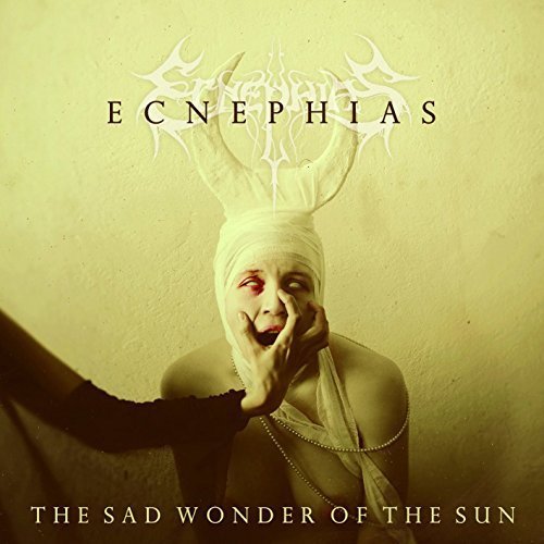 CD cover: distressed figure with antlers, yellow background, band name "Ecnephias".
